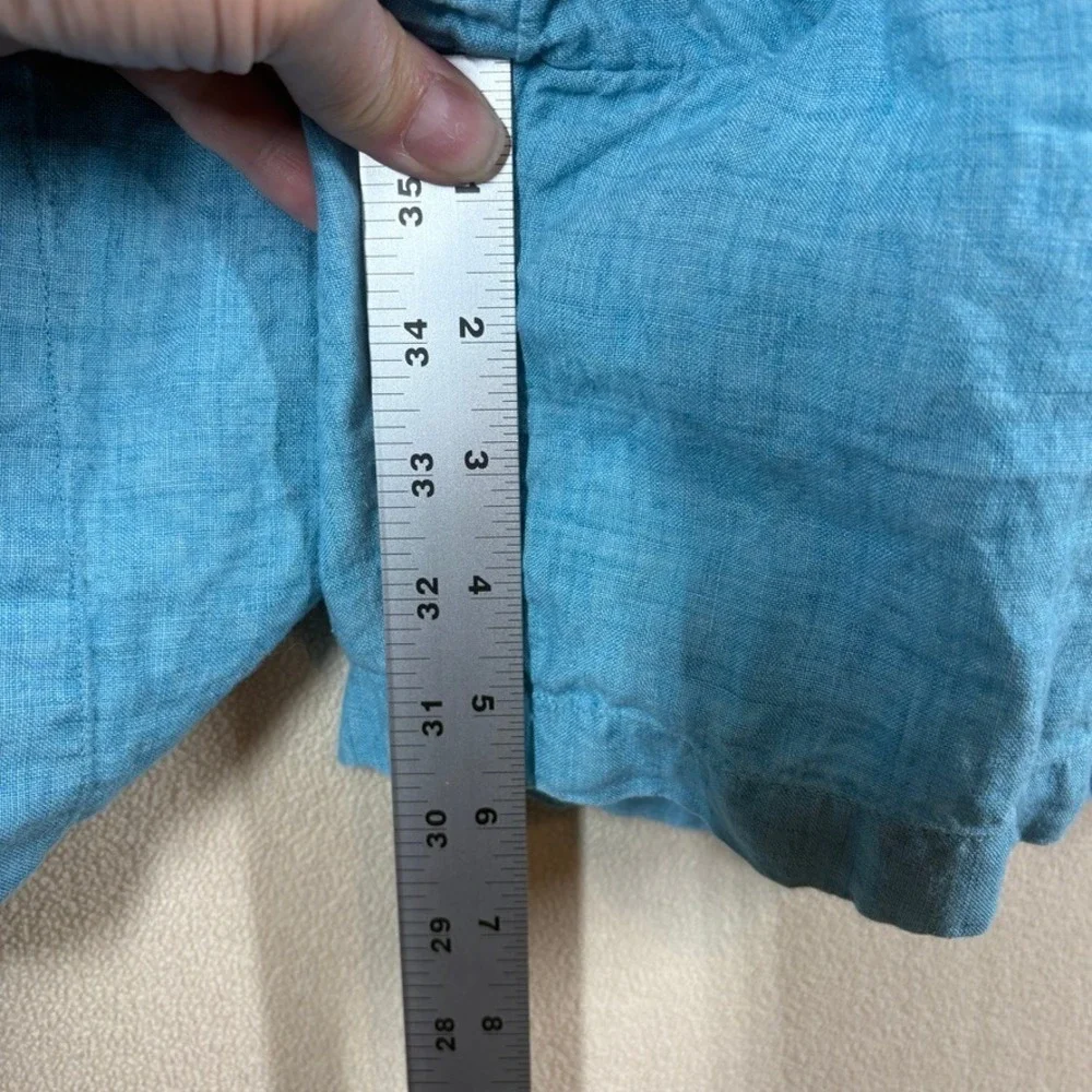 J. Jill Womens XL Teal Blue 100% Linen Elastic Waist Pocket Short Casual Classic